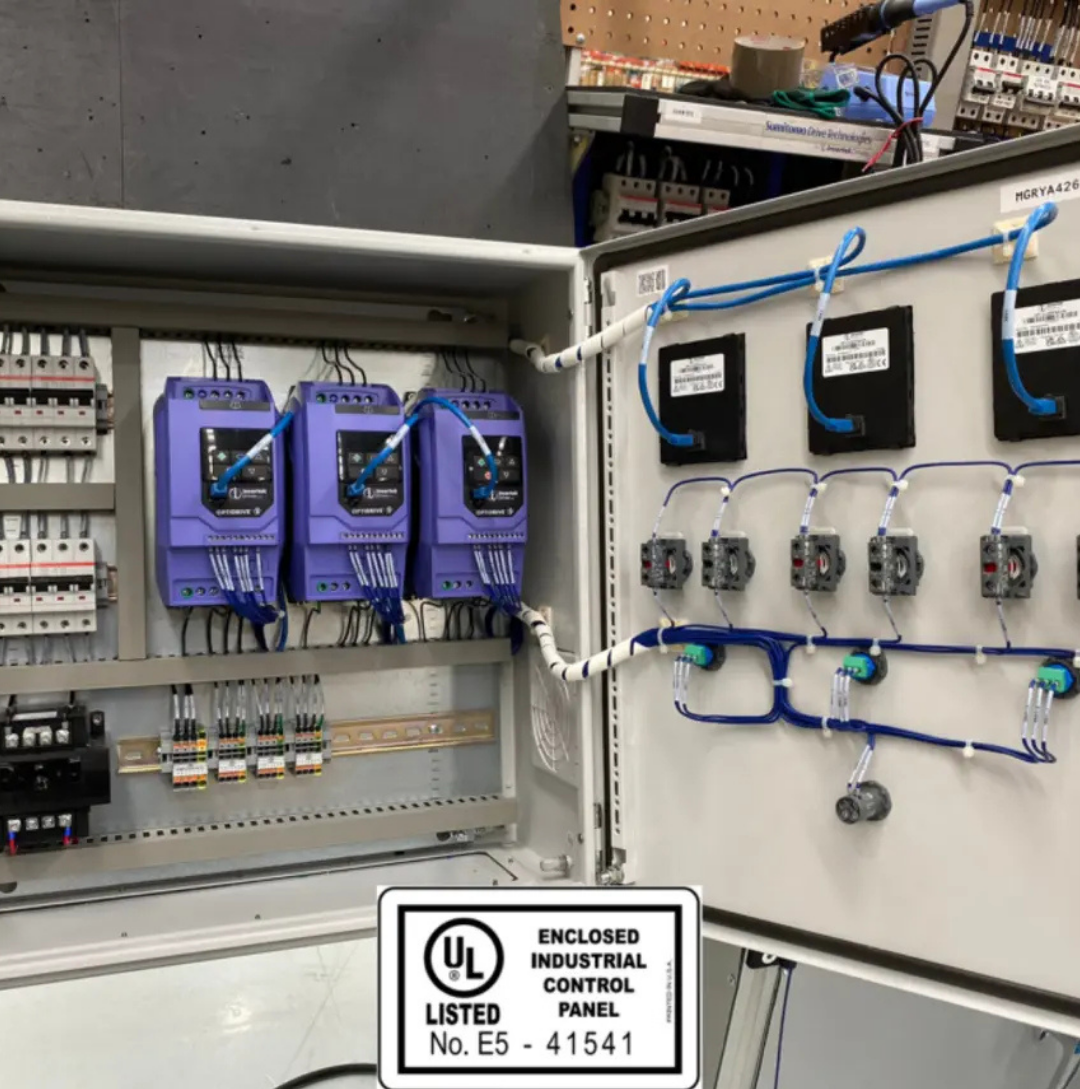 UL listed industrial control panel with wiring and mounted drives