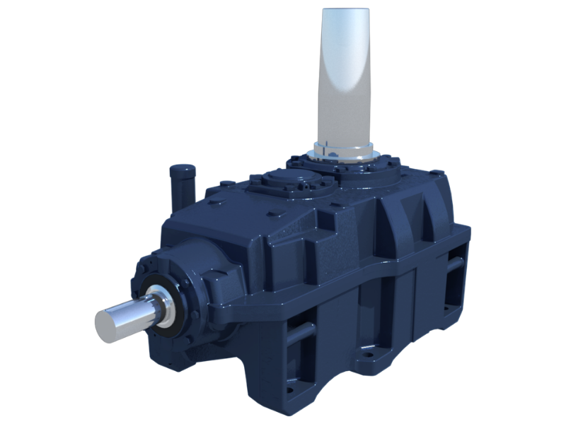 Hansen P4 vertical gearbox supported for inspection, repair, and rebuilding